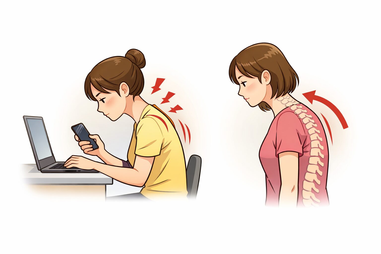 肩こりの原因となる姿勢不良(猫背・巻き肩)|甲賀市